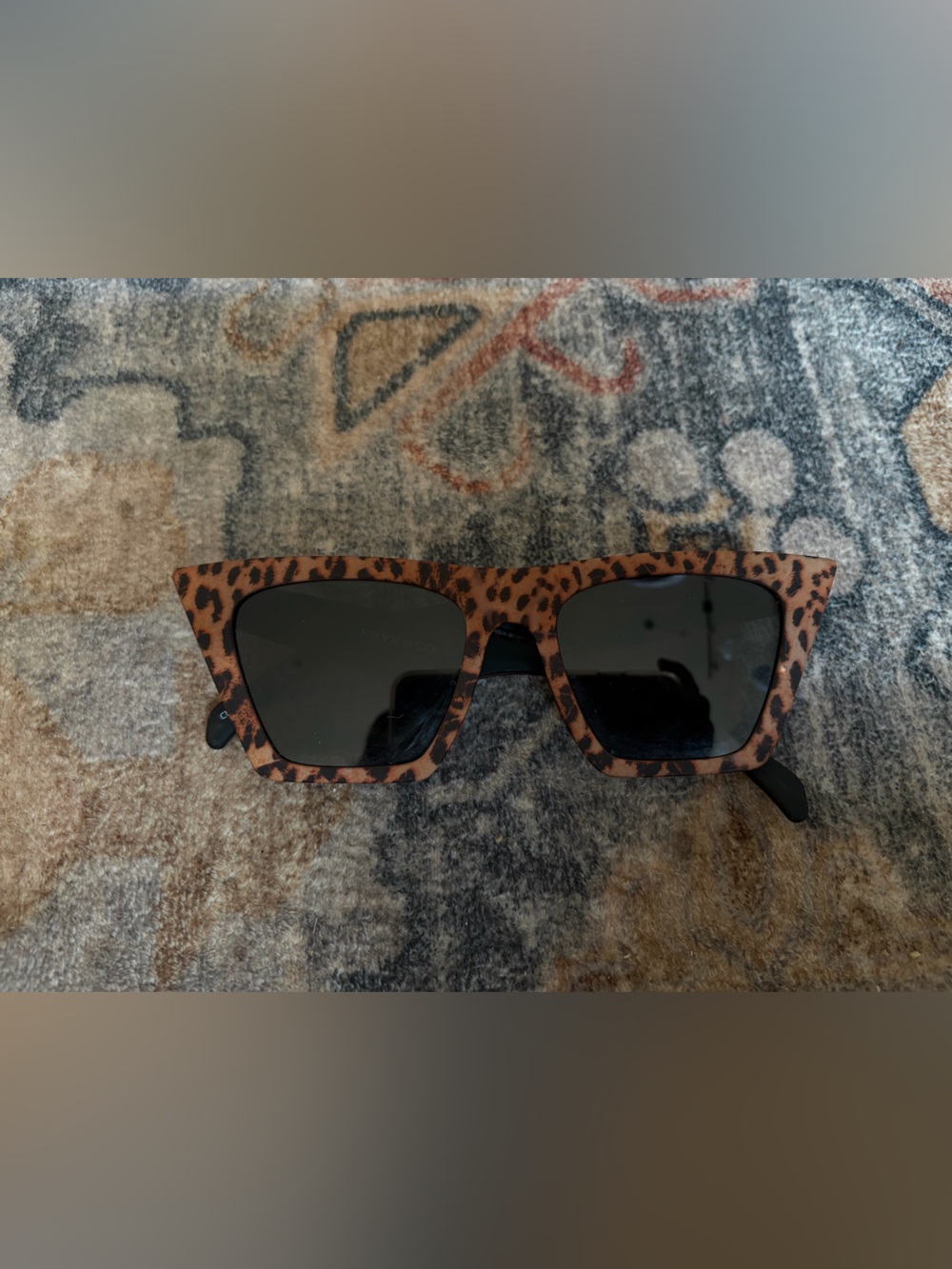 Frye Leopard Print Square Sunglasses with Black Lenses